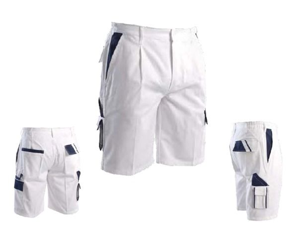 PPLOYAL Bermuda pantaloncino imbiancchino 240 gr cotone bianco particolari blu