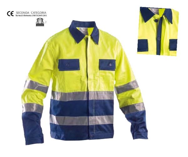 PPLOYAL Alta Visibilità Giubbotto giallo-blu 100% cotone EN 20471