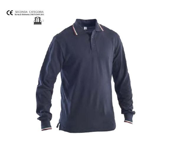 PPLOYAL Polo action manica lunga tricolore 100% cotone piquet pettinato 190 gr. BIANCA o BLU