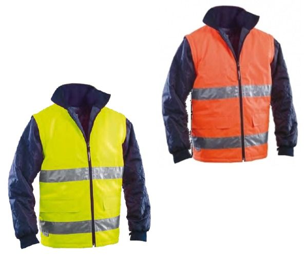 PPLOYAL Alta Visibilità Gilet VISION imbottito, maniche staccabili, arancio, giallo