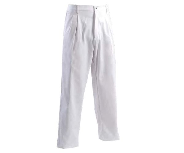 PPLOYAL Pantalone bianco da cuoco elastico in vita, bottone a pressione e cerniera 260 gr