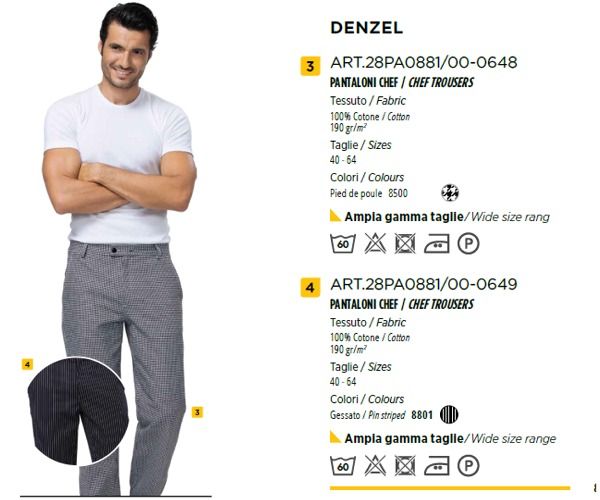 Pantaloni DENZEL 28PA0881cuoco  siggi 100% cotone 190 gr