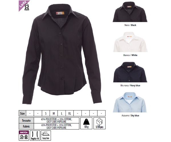 Camicia manica lunga BRIGHTON LADY Payper 65% POLIESTERE + 35% COTONE 125 gr