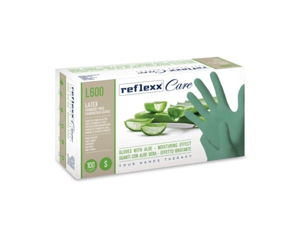 REFLEXX CARE L600 100 pz LATTICE CON ALOE SENZA POLVERE Peso 6,2 gr - Spess. 0,12 mm