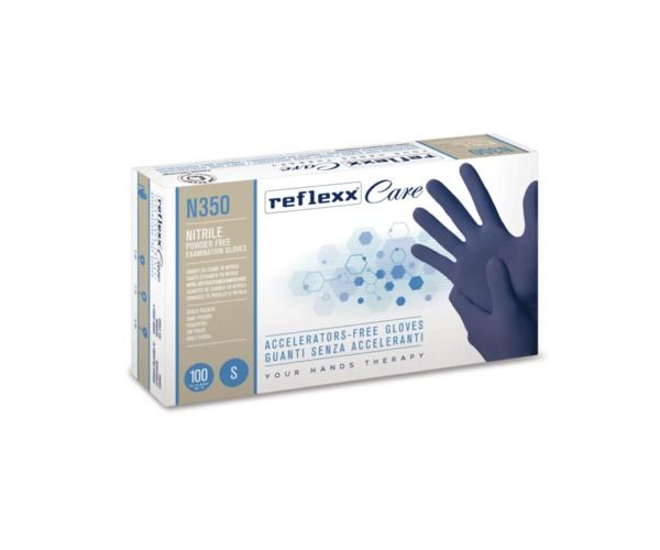 REFLEXX CARE N350 100 pz NITRILE SENZA ACCELERANTI SENZA POLVERE Peso 3,2 gr - Spess. 0,06 mm