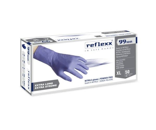 REFLEXX 99 NHR 50 pz NITRILE SENZA POLVERE X-LONG Peso 8,8 gr - Spess. 0,15 mm